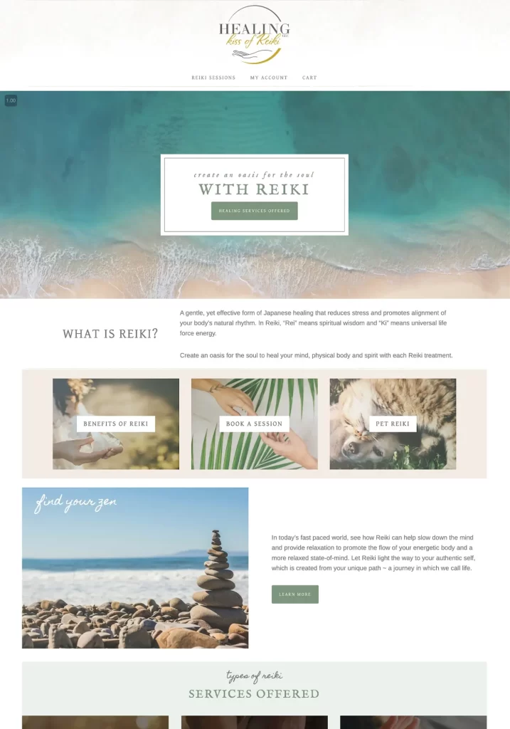 Healing Kiss of Reiki site screenshot